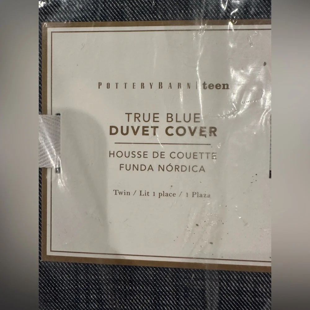 Pottery Barn Teen True Blue Twin Duvet Cover Denim Jean Luxury Bedding NEW